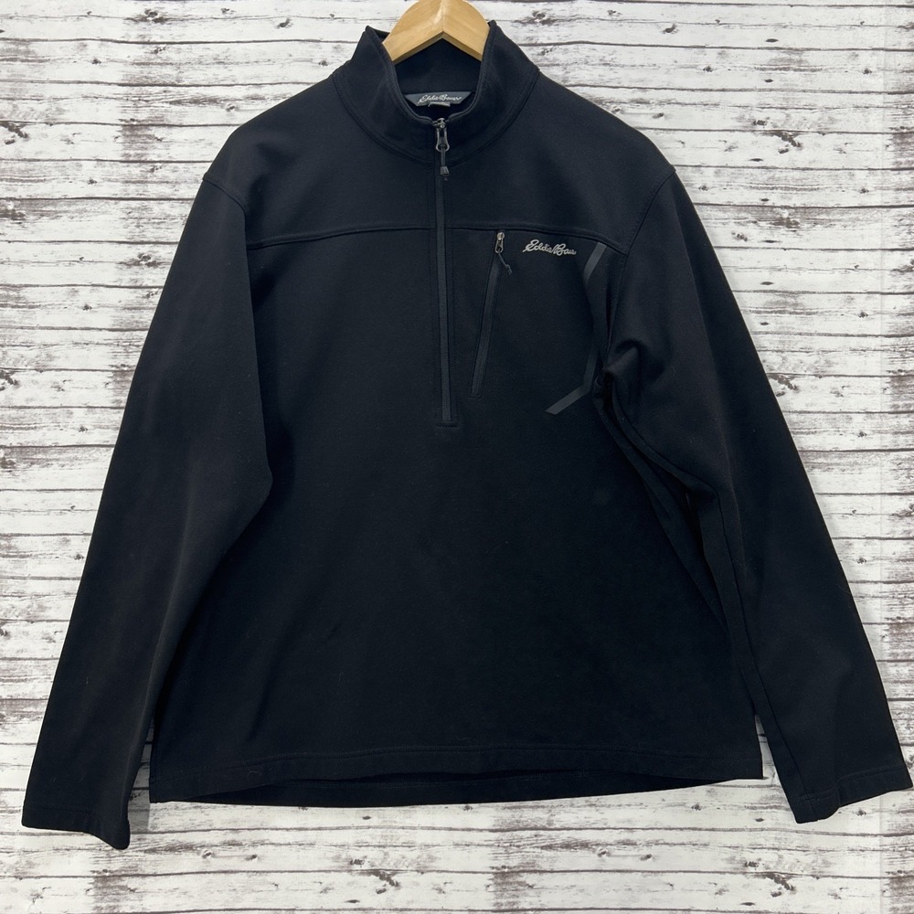 Eddie Bauer Jacket Men's XL Black First Ascent Fleece 1/4 Zip Pullover Golf
